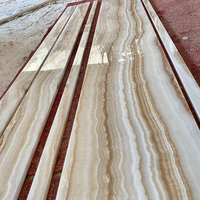 Panel dinding Backlit harimau Onyx, lurus alami kayu putih lapisan marmer Onyx latar belakang meja Bar dinding