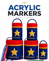 Marqueurs acryliques non toxiques à pointe pinceau, stylos de peinture pour enfants, fournitures artistiques imperméables pour le dessin, la coloration et les projets scolaires