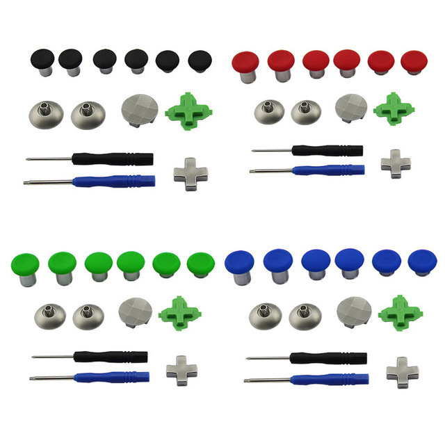 Full Set 11pcs Metal Swap Thumb Sticks Grips D-Pad Bumper Trigger Button Replacement Mod Kit Parts for Xbox One Elite Controller