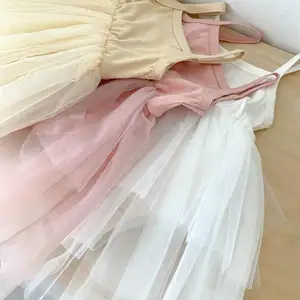 Roupas infantis de verão para meninas, macacão sem mangas em malha de cor sólida, roupa de bebê tutu, roupa de cor lisa, roupa de verão para meninas, 2024