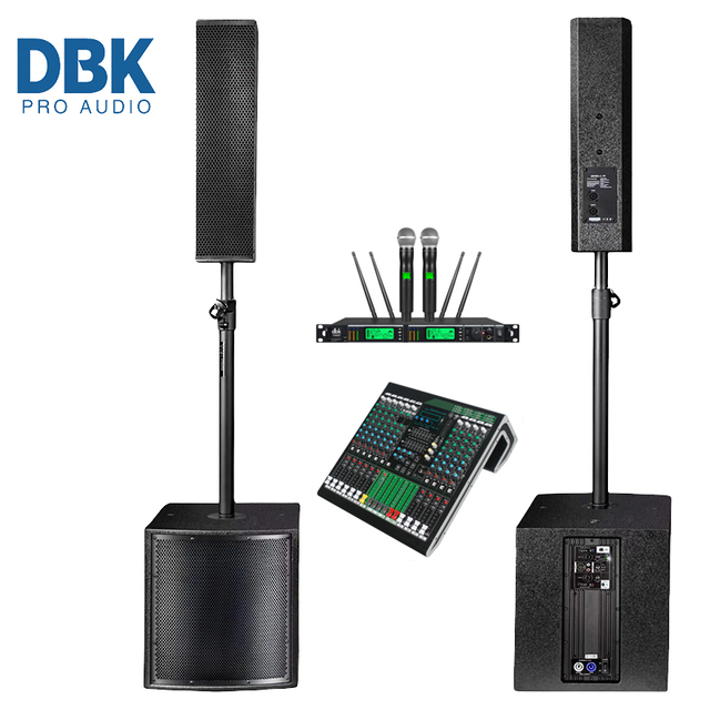 Professional Audio  DJ Party Stage Sound  Line Array 4 X4 Columns Pro Column Speaker 12 Inch Active Subwoofer PA System
