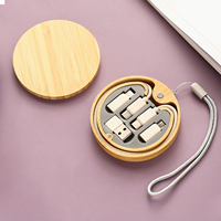 Boîte de rangement en bois écologique avec câble de charge multifonction USB Kit de transfert de données rapide pour la maison ou le bureau