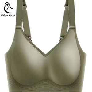 Ropa interior de punto sin rastro de látex fino para mujer, pecho grande sin alambre, sujetador antiflacidez de pecho, Copa transpirable de talla grande - Product Image 1