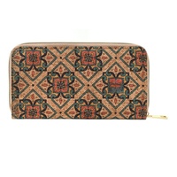 Dompet Panjang Wanita Kulit PU Vintage Artistik Unik Tempat Kartu Tas Clutch Bermotif Serat Kayu Kapasitas Besar Dompet Koin