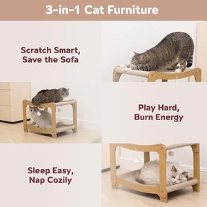 ZMaker Nuevo Rascador para Gatos de Sisal de Dos Niveles, Poste Rascador con Almohadilla para Rascar, Cama Cómoda para Gatos, para Gatitos de Interior - Product Image 3