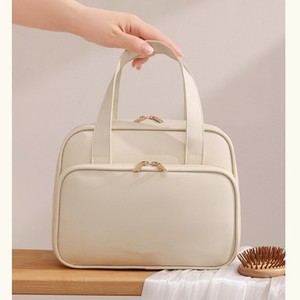Portable Makeup Bag Large Capacity Zipper Closure Solid Color Cosmetic Storage <b>Case</b> For Travel And Home Use - Product Image 4