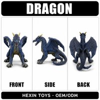 Dragon bleu en PVC 16x6.8x10CM avec ailes, sculpture de dragon en résine peinte à la main, idéale pour la décoration de bureau