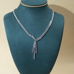 สร้อยคอโรแมนติกเพชรทรงกลมเจียระไนจากห้องปฏิบัติการ Messi Jewelry MSN-999 ทองคำขาว 9K - Product Image 1