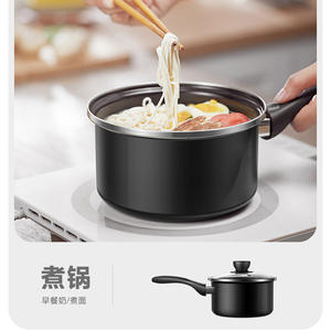Juego de utensilios de cocina antiadherentes Midea de 3 piezas, sartén, olla para sopa con tapa, color negro, para estufas de gas e inducción - Product Image 5