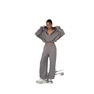 JAC22 M2001-Ensemble 2 pièces décontracté pour femme, cardigan à capuche élastique, manches longues, pantalon de sport d'automne - Product Image 4