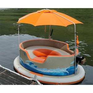Barco de <span class=keywords><strong>Donut</strong></span> eléctrico personalizado en stock, barco de barbacoa flotante inflable con mesa de parrilla de acero y almacenamiento de enfriador impermeable - Product Image 5