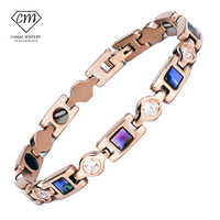 Bracelet magnétique 3 tons pour femme Hoonni, bracelet de thérapie magnétique en coquille d'ormeau, acier inoxydable 316L, bijou énergétique 4-en-1