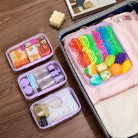 4 pochettes à fermeture éclair en PET transparent rigide, portables et multifonctions, pour sacs de voyage, couches et cosmétiques