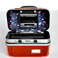 Mini étui cosmétique à coque rigide avec miroir intégré et verrouillage par mot de passe, étui de maquillage pour organisateur de voyage orange brillant