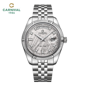 メンズ高級クォーツ腕時計、ステンレス製、ビジネス向け、防水、夜光＆日付表示付き - Product Image 1