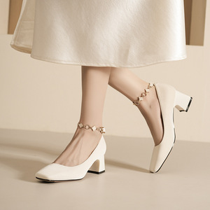 Escarpins à bout carré et talon bloc avec bride à boucle, chaussures Mary Jane confortables pour le travail et le quotidien - Product Image 3