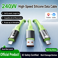 Kabel Data Pengisian Daya Super Cepat Tampilan Digital 240W Tipe-c Pengisian Daya Flash Seluler Kabel Pengisian Daya 6A yang Sepenuhnya Kompatibel