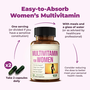 Materia <span class=keywords><strong>Multivitamin</strong></span>-Mineral-Kapseln für Frauen, Nahrungsergänzungsmittel für Erwachsene - Energie, Immunität, tägliche Anwendung, Unterstützung für Haare und Nägel, 60 Stück, natürlich - Product Image 3