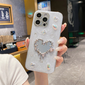 Mới Sang Trọng Long Lanh 3D Nhỏ Giọt Keo Kim Cương Lấp Lánh Đá Quý Mạ Điện Tình Yêu Gương Trường Hợp Điện Thoại Cho Iphone 16 15 13 17 Pro Max Bìa - Product Image 2