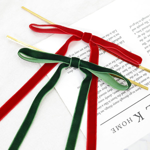 Personnalisé 0.4 pouces col de bouteille de vin décoratif pré-cravate velours <span class=keywords><strong>ruban</strong></span> arc personnalisé arbre de <span class=keywords><strong>noël</strong></span> utiliser velours <span class=keywords><strong>ruban</strong></span> arc - Product Image 5