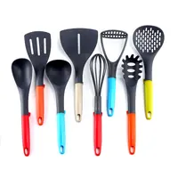 Kitchenware colourful plastic handle black nylon kitchen cooking utensils in utensils