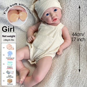 URCHOICE silicona sólida completa 18 ''silicona reborn bebé ojos abiertos Reborn bebé piel oscura mejillas <span class=keywords><strong>gorditas</strong></span> niña para niños pequeños - Product Image 6