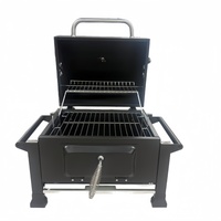 Barbecue portable de table au charbon de bois avec thermomètre intégré, évier latéral en acier laminé à froid pour camping en extérieur et cuisine de jardin