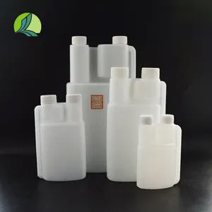 Dispensador de plástico de laboratorio 100mL 250ml 500ml 1000ml HDPE botella de dos cuellos de dosificación de doble cámara para pruebas