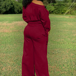 Commercio all'ingrosso della fabbrica primavera autunno inverno sportivo Streetwear vestito felpa e pantaloni larghi larghi pantaloni della tuta da <span class=keywords><strong>donna</strong></span> set - Product Image 2