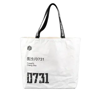 Bolsa de sacola de praia dupont tyvek, saco de sacola personalizado impermeável branco para mulheres