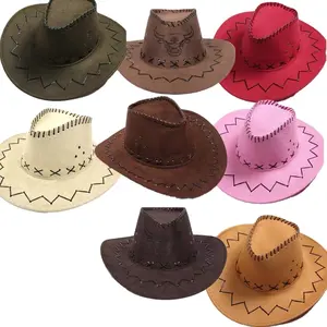 Wholesale Bulk Light Pink Dad And Kids Felt Denim Cap Custom Mexican Leather Western Cowboy Party Hats