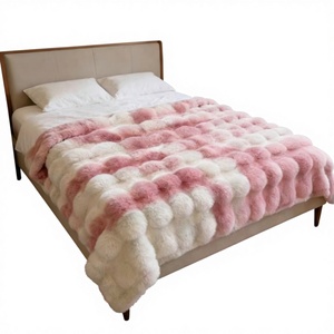 Couverture en fausse fourrure de lapin douce et moelleuse, tricotée, tie-dye, pour lit double, vente en gros Zhengtai - Product Image 4
