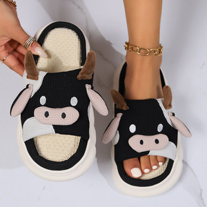 Haute qualité mode pantoufles chaudes lait vache vache laitière conception confortable coton semelles souples dames femmes intérieur extérieur maison pantoufle - Product Image 6