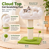 Arbre à chat nuageux avec lit rembourré en peluche, griffoir en sisal et deux jouets à billes, couleurs et tailles personnalisables OEM ODM