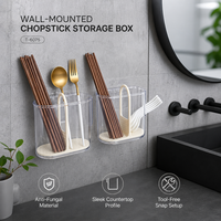 Support mural portable en plastique pour baguettes, boîte de rangement pour vaisselle de qualité alimentaire avec drainage pour cuisine domestique