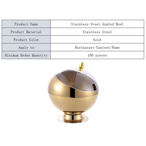<span class=keywords><strong>Bol</strong></span> rond en acier inoxydable doré avec couvercle, design moderne, origine Guangdong, pour hôtel, restaurant, cantine - Product Image 3
