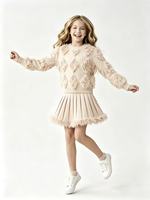 Ensemble deux pièces de haute qualité pour adolescentes : pull en peluche rose + jupe plissée - Vêtements d'hiver élégants et chauds pour adolescentes