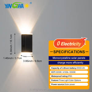 Nouveauté <span class=keywords><strong>2025</strong></span> applique murale solaire haut en bas IP54 étanche mono panneau solaire extérieur patio décoratif LED lampe murale solaire - Product Image 3