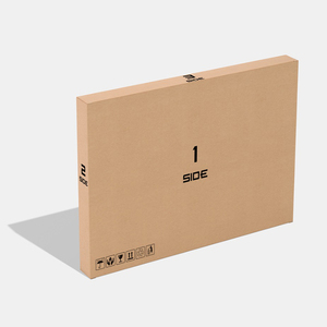 Carton d'expédition en carton ondulé kraft plat, marqué sur le côté avec des numéros personnalisés et des symboles de manutention, pour l'exportation de panneaux muraux - Product Image 1