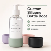 Housse de protection antidérapante en silicone réutilisable avec logo personnalisé pour base de bouteille en verre, antichoc, pour emballages cosmétiques et de soins de la peau