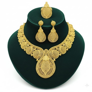 Ensemble de bijoux plaqué or de qualité supérieure, 4 pièces, comprenant un collier sautoir et une plaque – Port polyvalent - Product Image 3