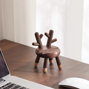 Supporto per Telefono da Scrivania in Legno di Noce e Faggio Premium, Porta Cellulare Artigianale con Design Coniglio e <span class=keywords><strong>Cervo</strong></span> per Casa e Ufficio - Product Image 2