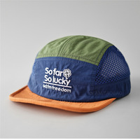 Casquette de baseball unisexe respirante en maille color-block à 6 panneaux, broderie de lettres, décontractée et polyvalente, idéale pour le printemps et l'automne