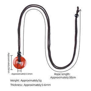 Nuovo Ciondolo Cinese Antico in Agata Naturale Intagliata Rotonda da 20mm con Cristallo di Rame, Collana con Fibbia Portafortuna - Product Image 3