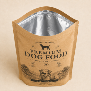 Emballage pour aliments pour chiens en papier kraft, acceptable pour les fabricants d'équipement d'origine (OEM), sac à fond plat, doublure en aluminium, résistant à l'humidité, fermeture éclair refermable - Product Image 4