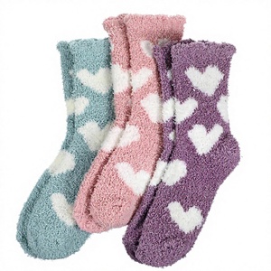 Chaussettes douces pour femmes, chaussettes en chenille à motif cœur, épaisses et chaudes, chaussettes de sommeil d'hiver - Product Image 4