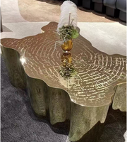 Table basse moderne de luxe en forme de racine d'arbre en forme d'extraterrestre en métal marbre villa design salon maison table basse haut de gamme