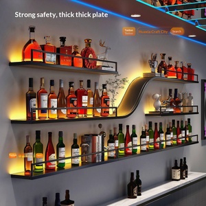 Estante de Pared para Botellas de <span class=keywords><strong>Vino</strong></span>, Mueble de Pared para Cerveza, Estante de Exhibición Iluminado de <span class=keywords><strong>Hierro</strong></span> Forjado, Estante Creativo para Restaurante - Product Image 4