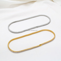 Ensemble de bijoux collier chaîne tennis en acier inoxydable 316, plaqué or 18 carats, or rose, avec moissanite et zircone cubique (CZ) sertie, 3mm 4mm 5mm, style luxe