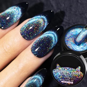 Esmalte de Uñas Semipermanente con Brillo <span class=keywords><strong>Azul</strong></span>, Gel UV para Arte de Uñas, Suministros para Uñas, Gel Magnético Láser Colorido Efecto Ojo de Gato - Product Image 3